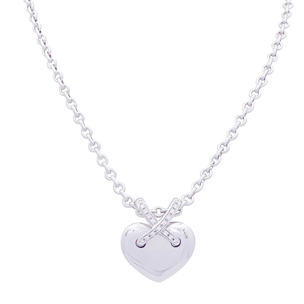 Collier Chaumet, "Coeur Liens", or blanc et diamants. 1