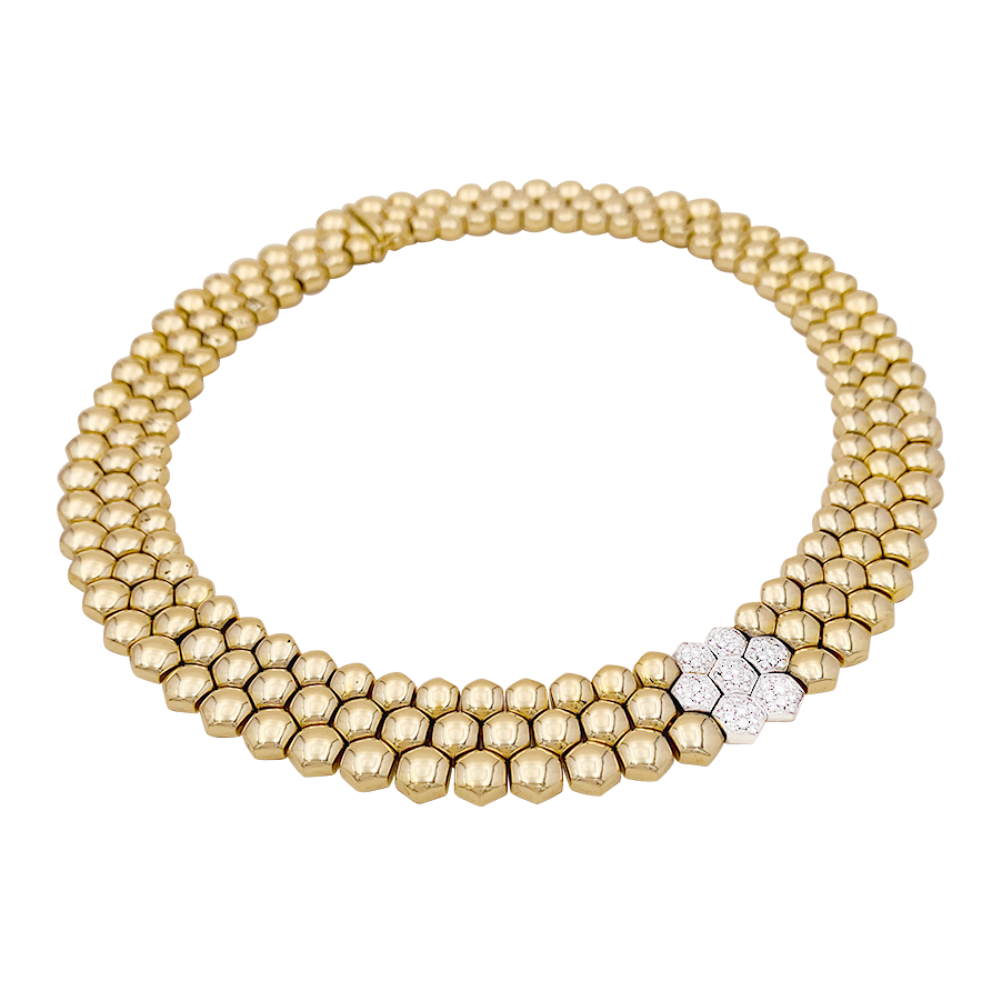 Collier Piaget "Glancy" or jaune, diamants. 2