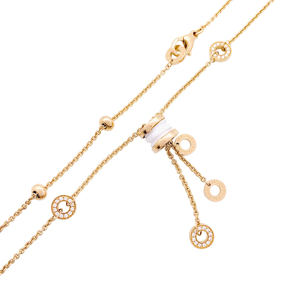 Collier Bulgari, "BZERO1", or rose, céramique blanche et diamants. 2