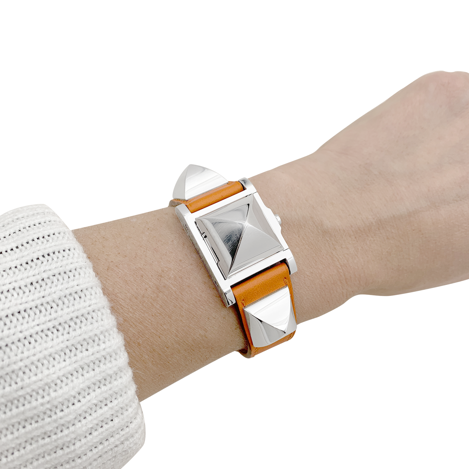 Montre Hermès "Médor" acier, cuir. 5