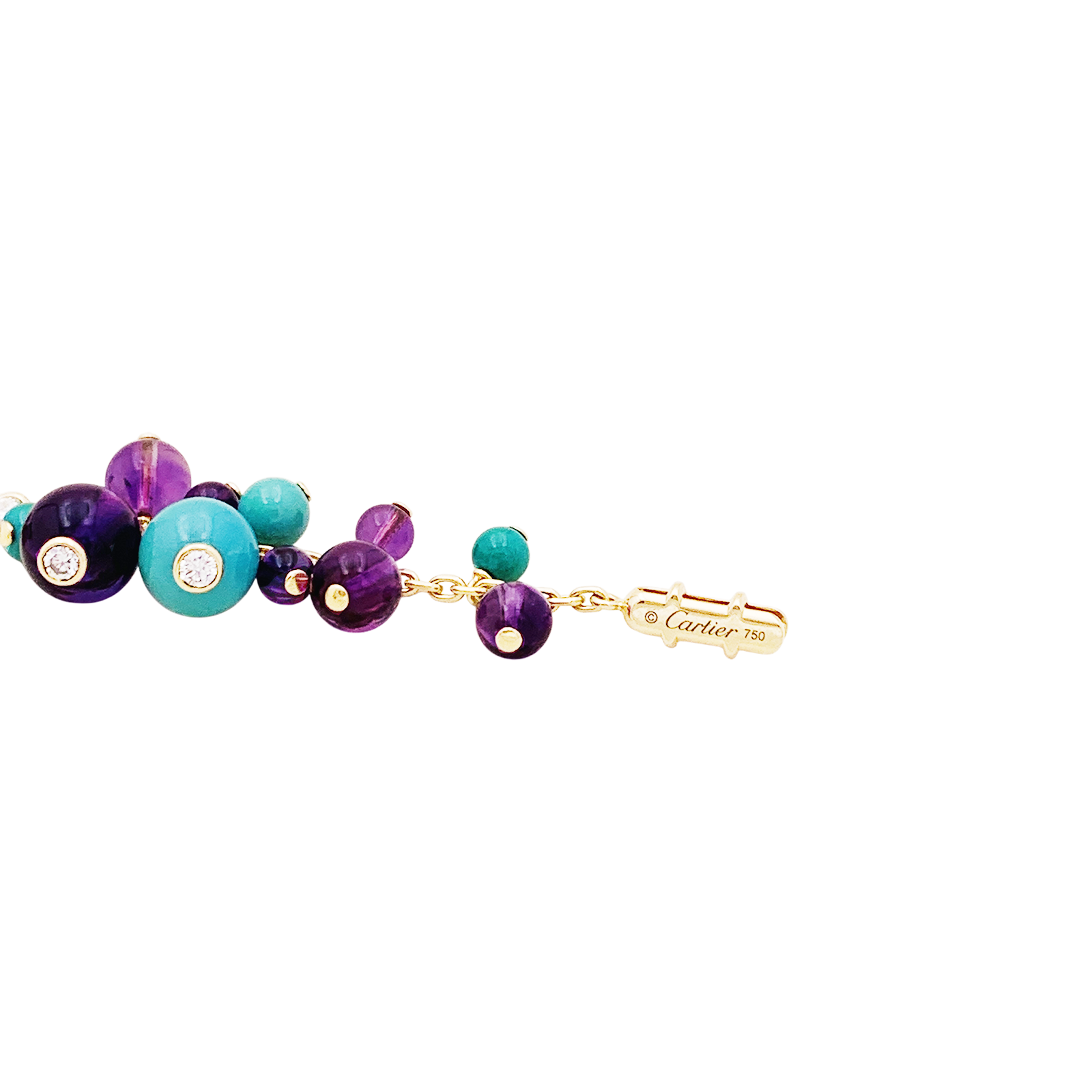 Bracelet CARTIER, modèle "Délices de Goa", or rose, améthyste, turquoises et diamants. 5