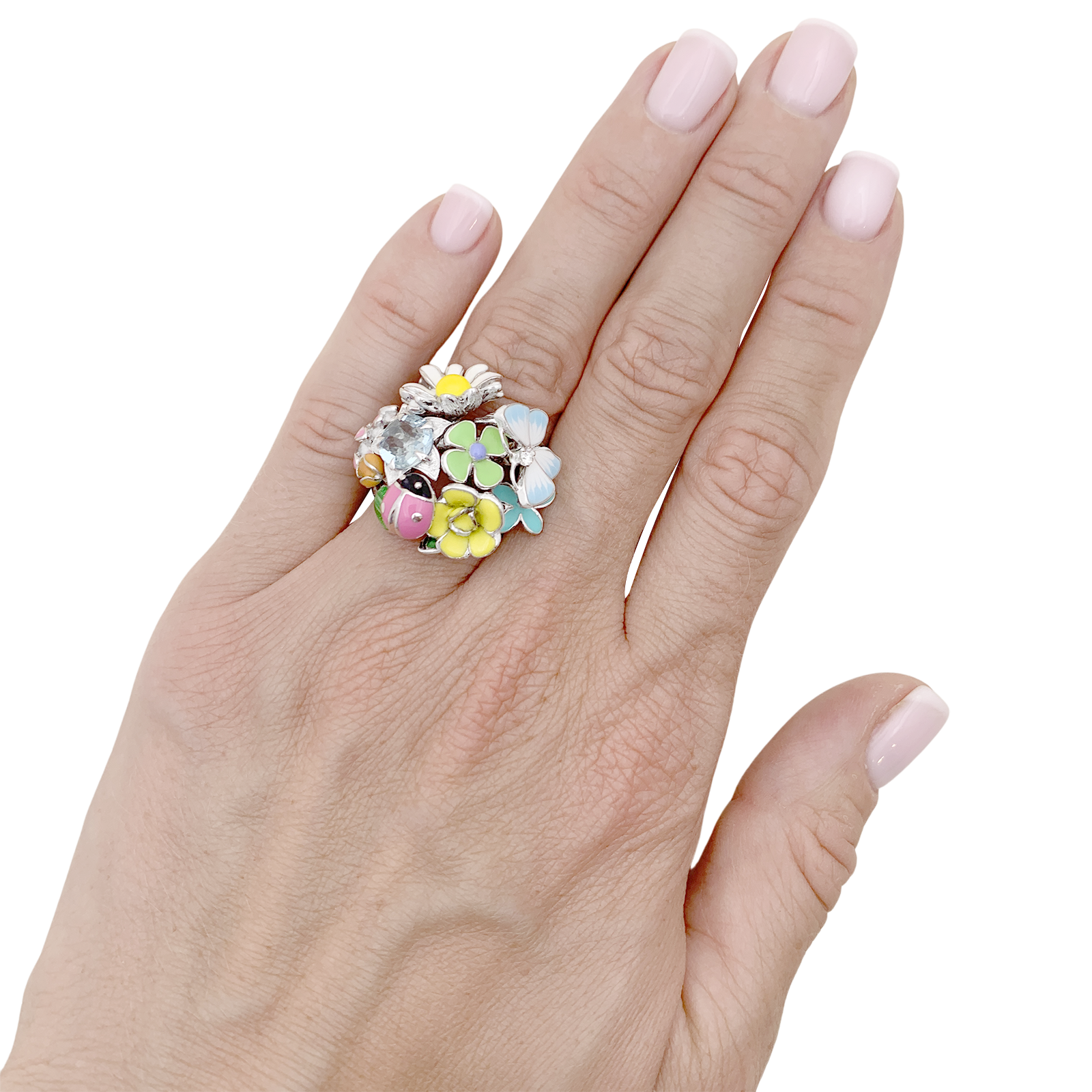 Bague Dior, "Diorette", or blanc, émail, aigue-marine et diamant. 5