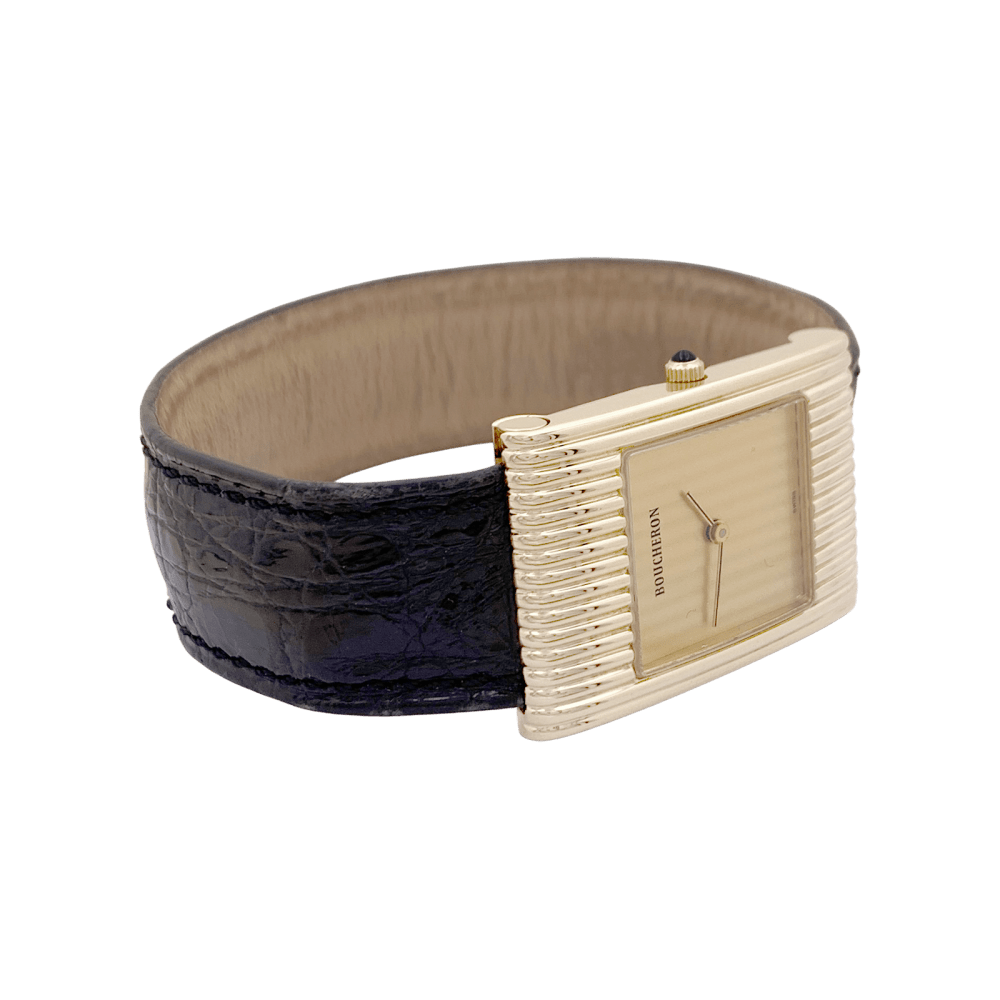 Montre Boucheron, "Reflet", or jaune, cuir. 6