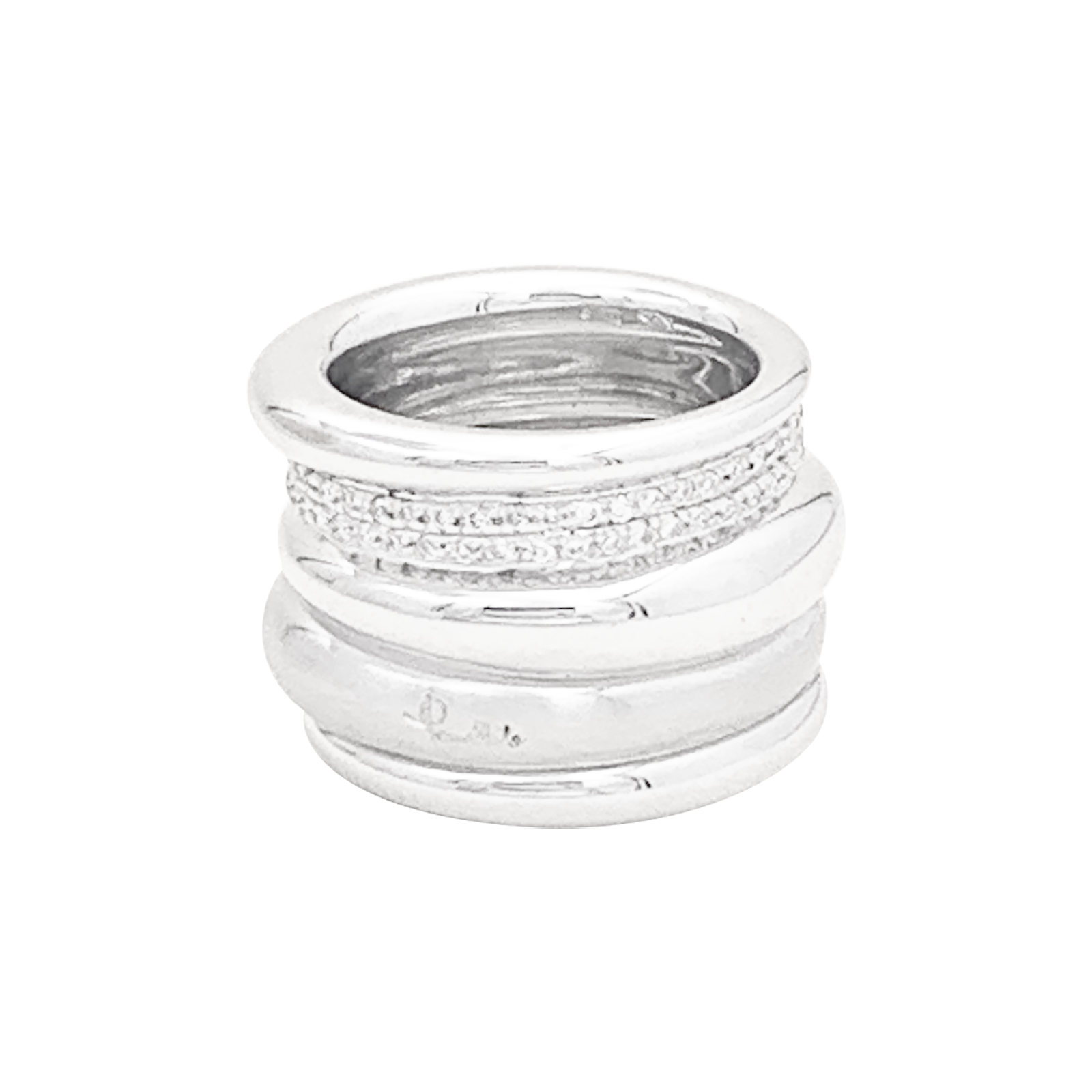 Bague Pomellato, "Tubolare", or blanc, diamants. 1