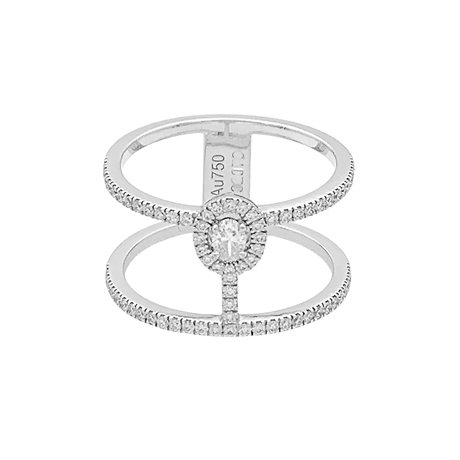 Bague Messika "Glam'Azone" or blanc, diamants. 1