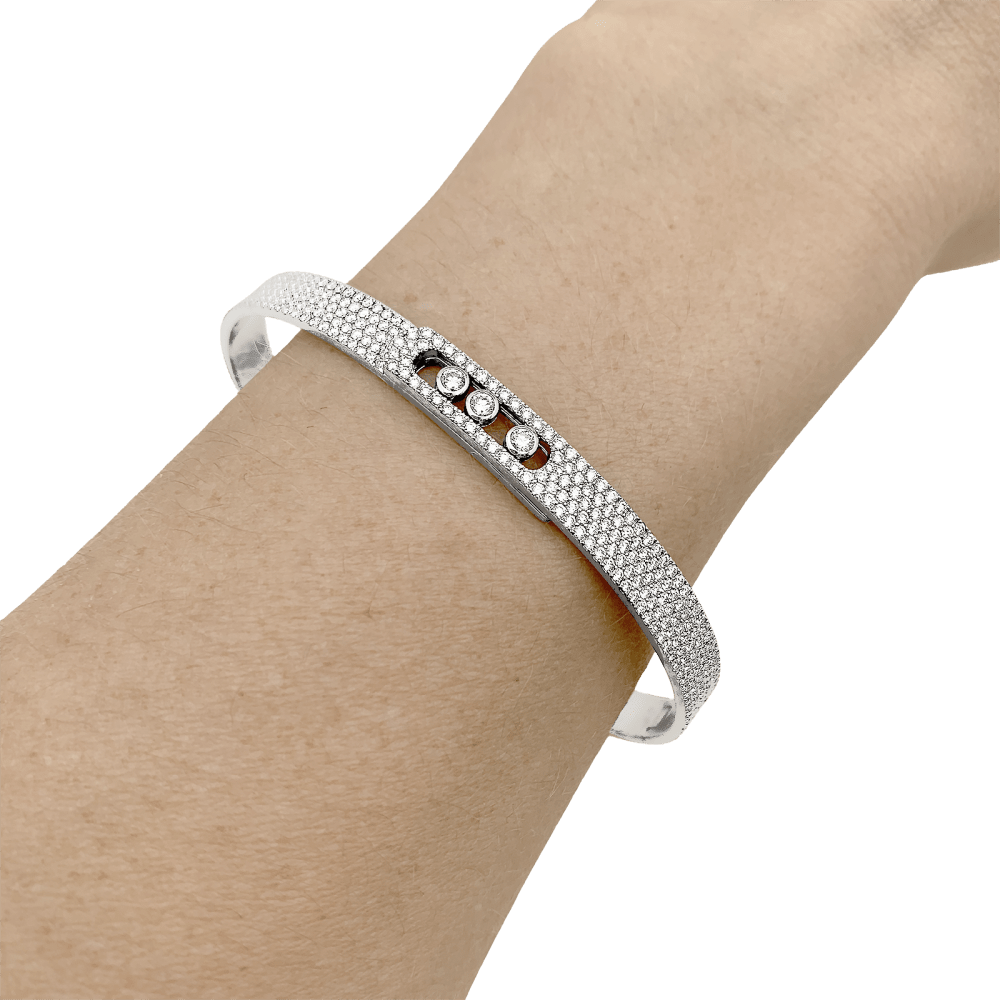 Bracelet Messika, "Bangle Pavé Move Noa", or blanc et diamants. 6