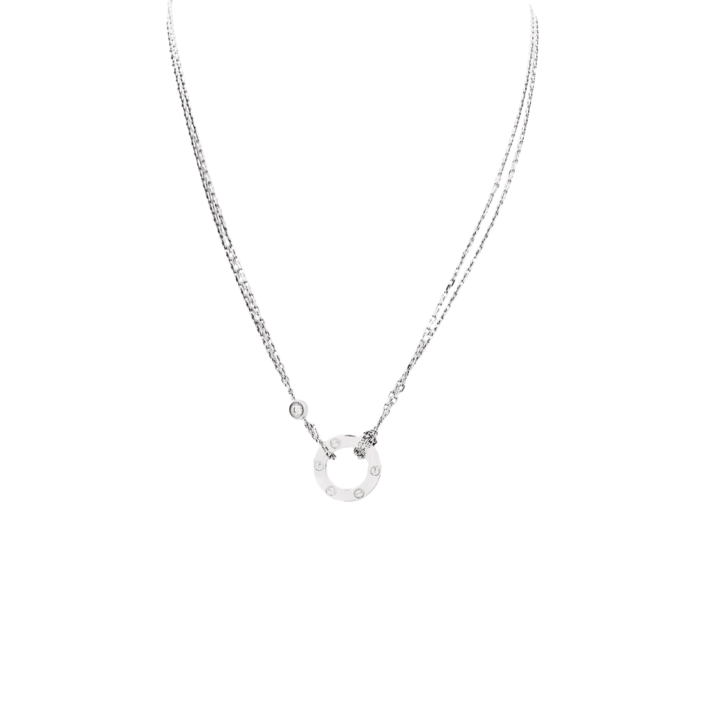 Collier Cartier, « Love», or blanc, diamants. 1