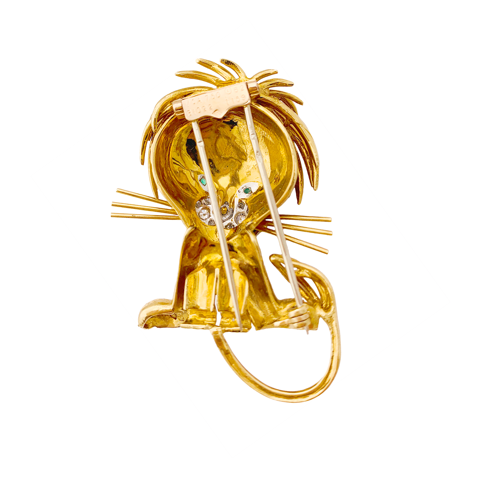 Clip Van Cleef & Arpels, "Lion Ebouriffé", or jaune, émeraude, diamants. 5