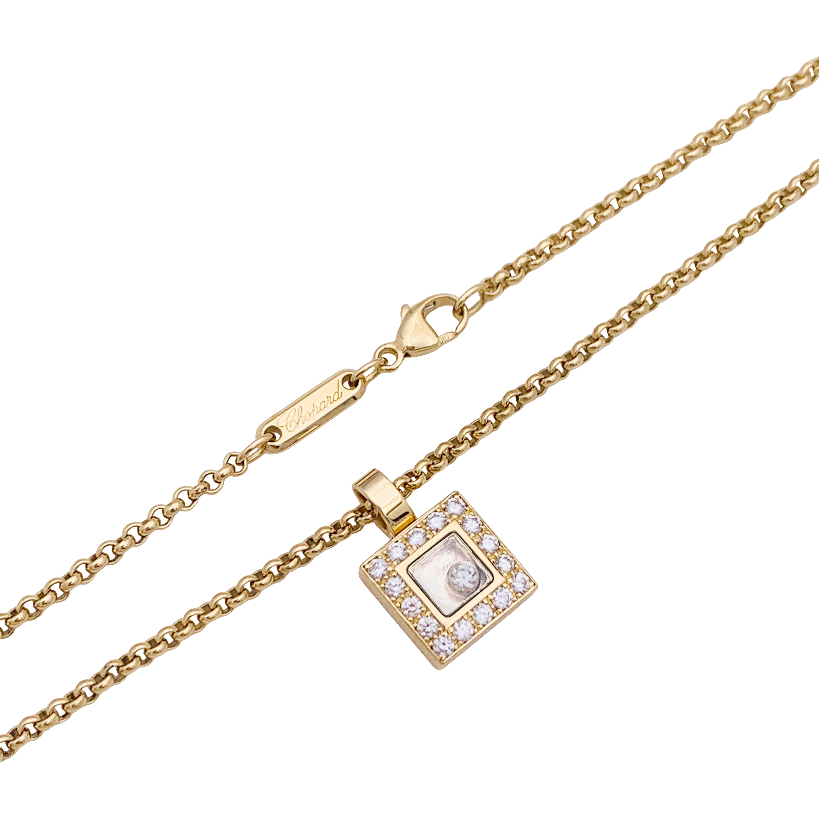 Collier Chopard, "Happy Square Diamond", or jaune, diamant. 2
