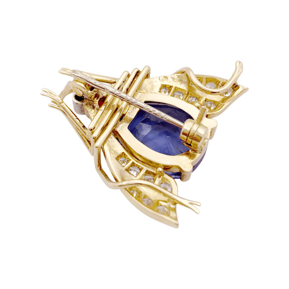 Broche Van Cleef & Arpels, « Abeille », platine, or jaune, saphir, rubis et diamants. 6