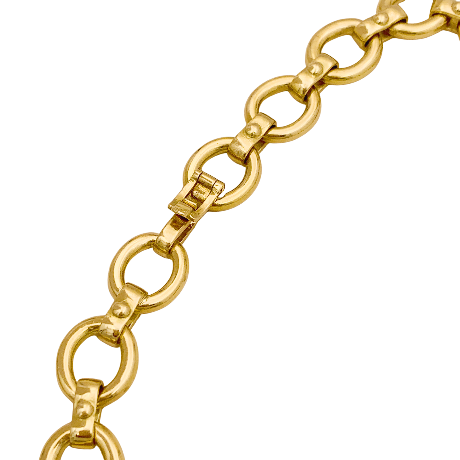 Collier en or jaune, maillons ovales et diamants. 6