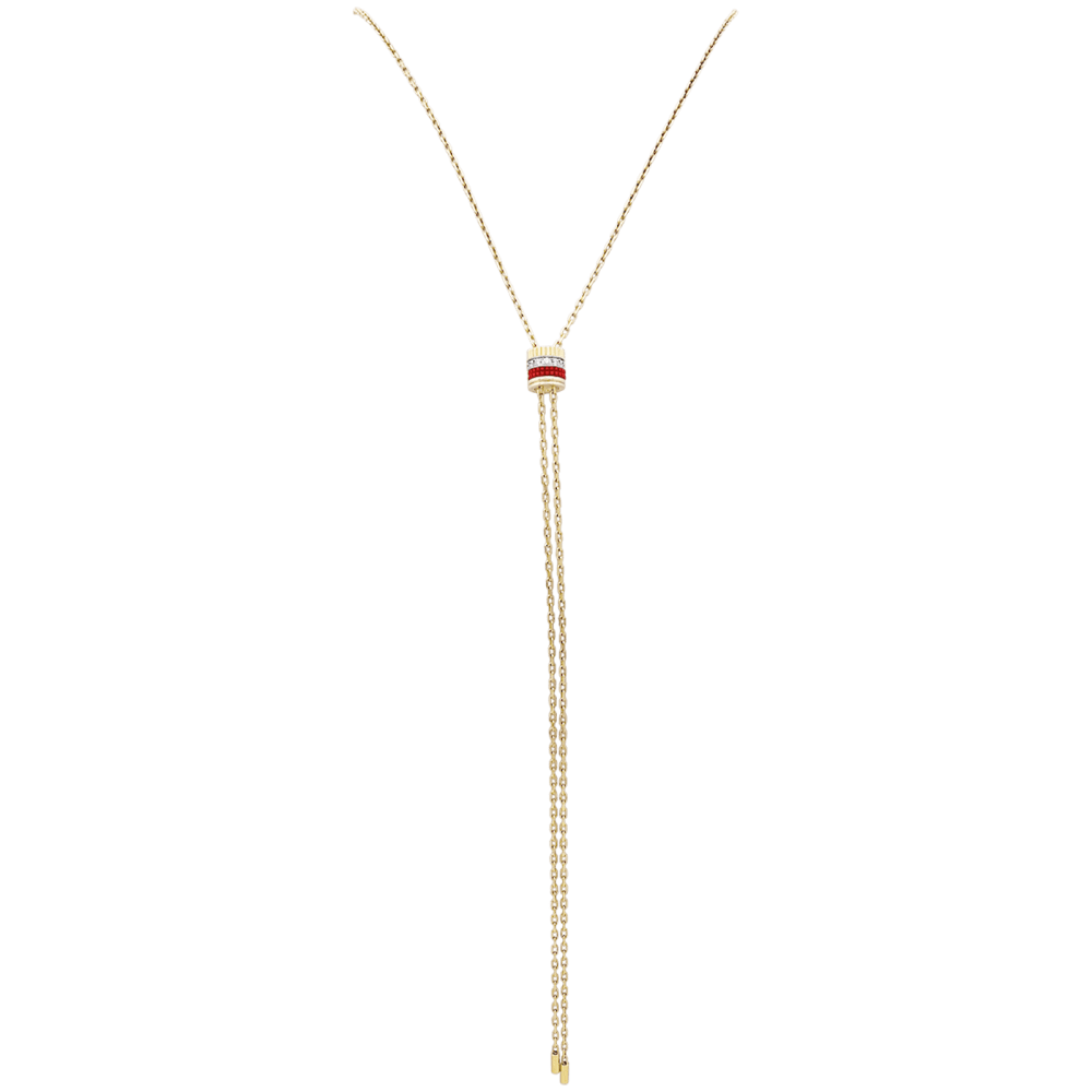 Collier Boucheron « Cravate Quatre Red Edition », 3 ors, céramique rouge, diamants. Petit modèle. 1