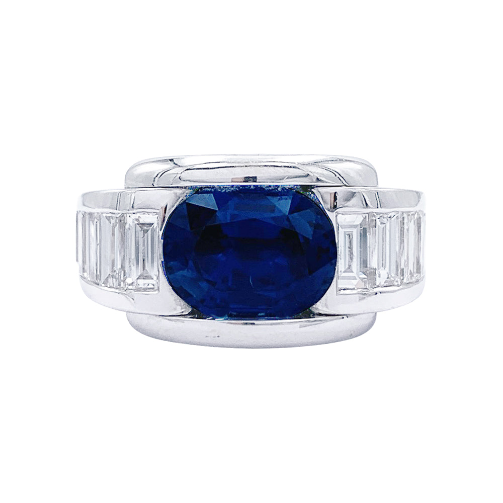 Bague Mauboussin, "Alessandra", or blanc, saphir, diamants. 1