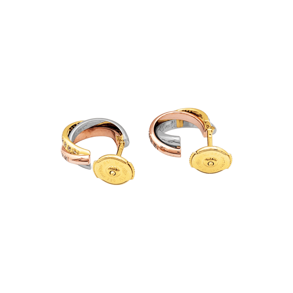 Boucles d'oreilles Cartier, "Trinity", 3 ors, diamants. 4
