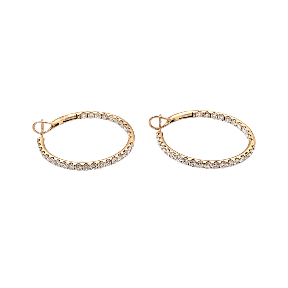 Boucles d'oreilles créoles, or rose et diamants. 6