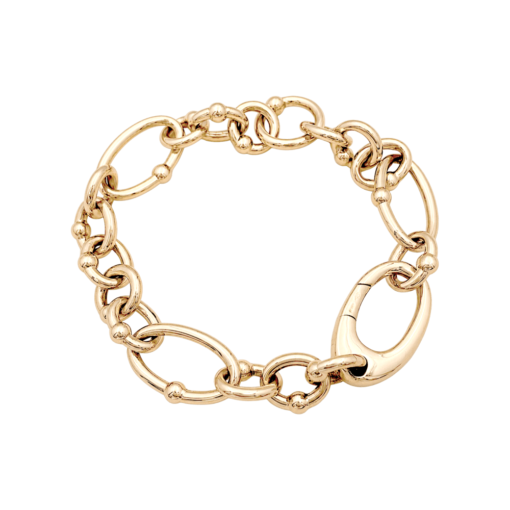 Bracelet maillons ovales et circulaires or jaune. 1