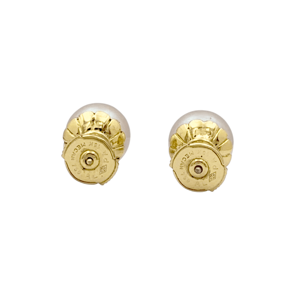 Boucles d'oreilles or jaune et perles. 5