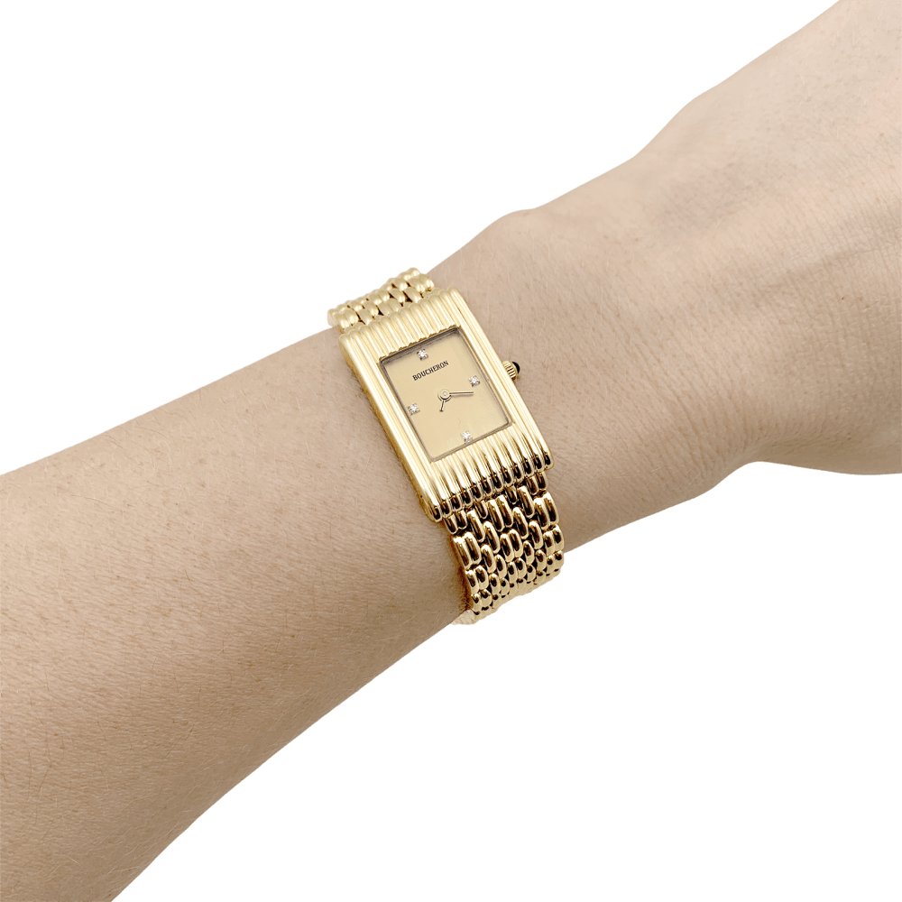Montre Boucheron, "Reflet", or jaune, diamants. 5