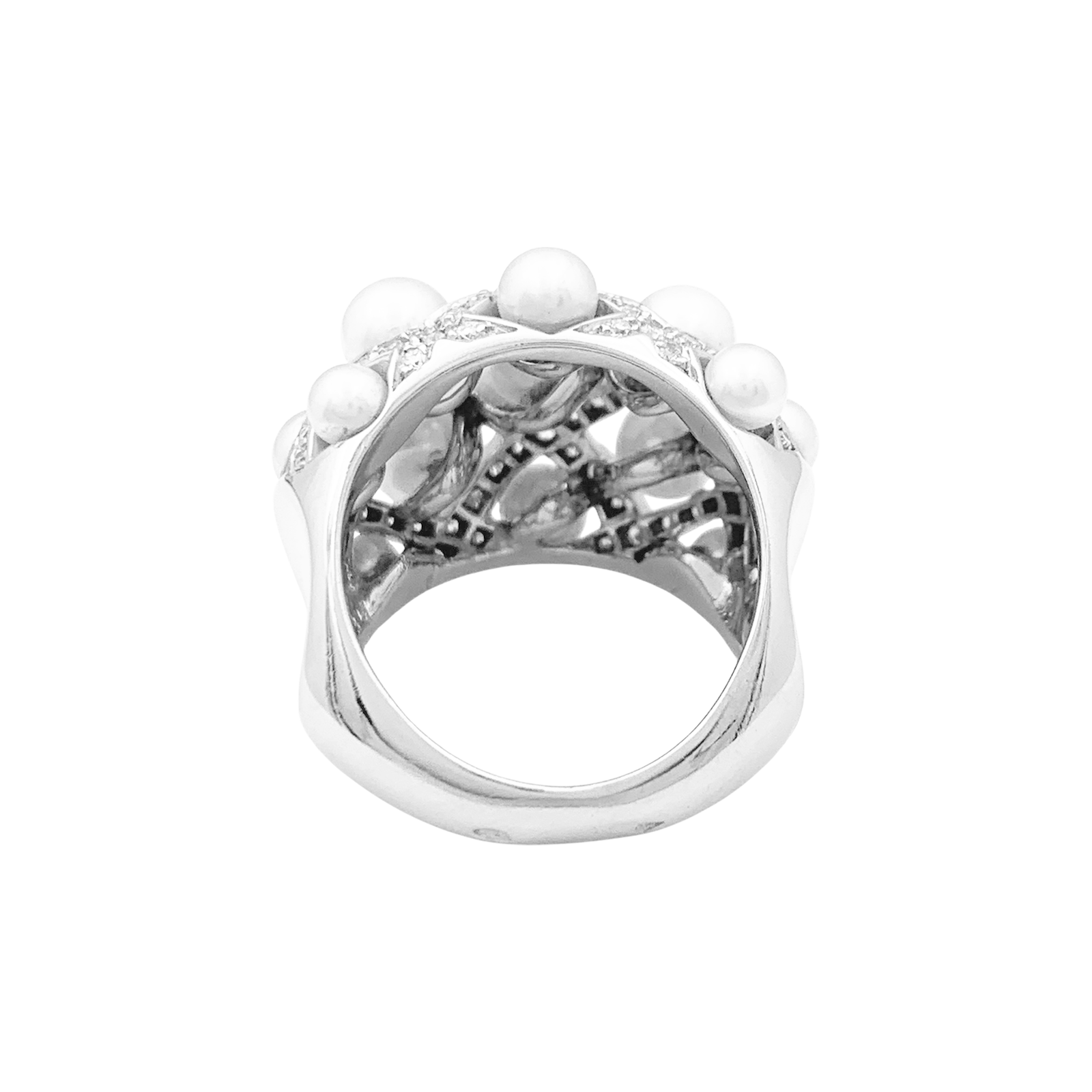 Bague CHANEL, "Baroque", or blanc, diamants, perles. 4
