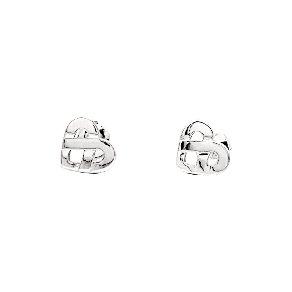 Boucles d'oreilles Poiray, "Coeur Entrelacé", or blanc. 2