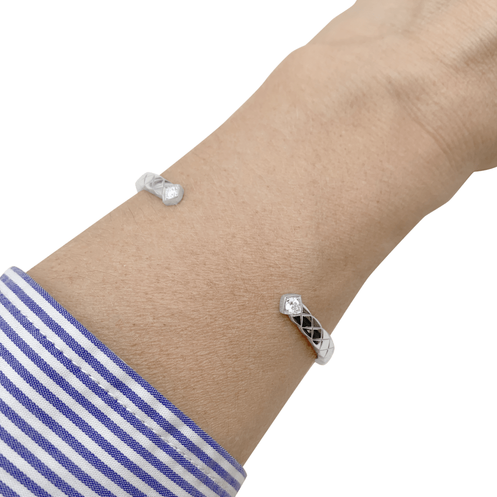 Bracelet Chanel, "Coco Crush", or blanc, diamants.   6