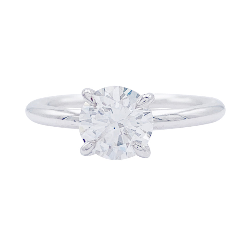 Bague solitaire en or blanc, diamant 1,11 carat. 2