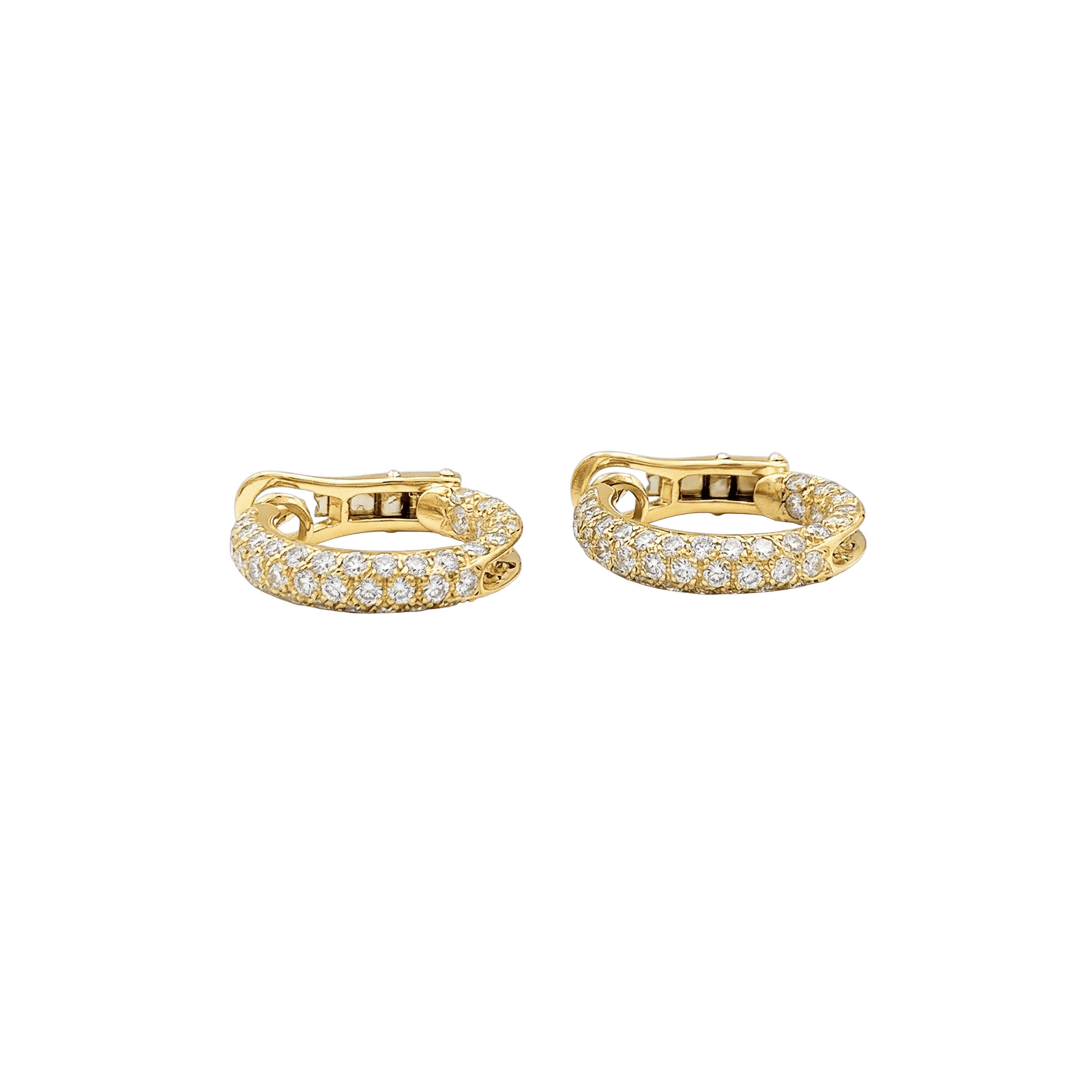 Boucles d'oreilles créoles en or jaune et diamants. 2