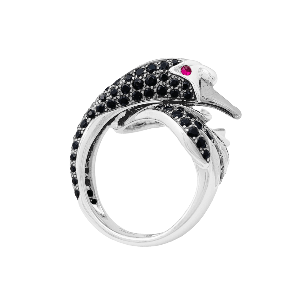Bague Boucheron, "Animaux de Collection : "Cypris, le Cygne", or blanc, saphirs, diamants, rubis. 5