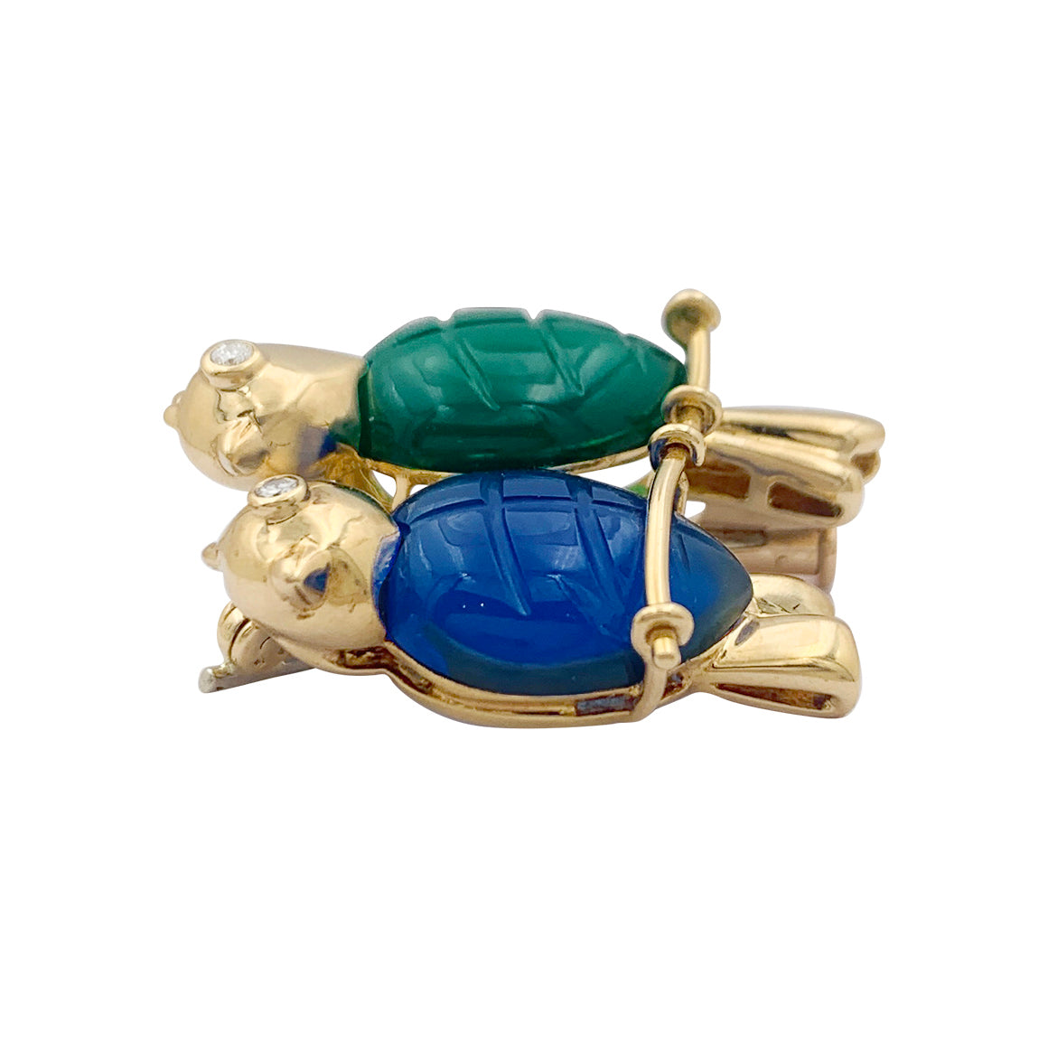 Broche Cartier "Inséparables" or jaune, diamants, pierres de couleur. 4