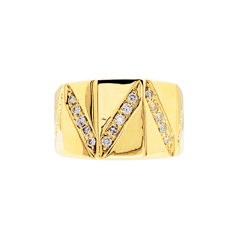 Bague or jaune et lignes de diamants. 1