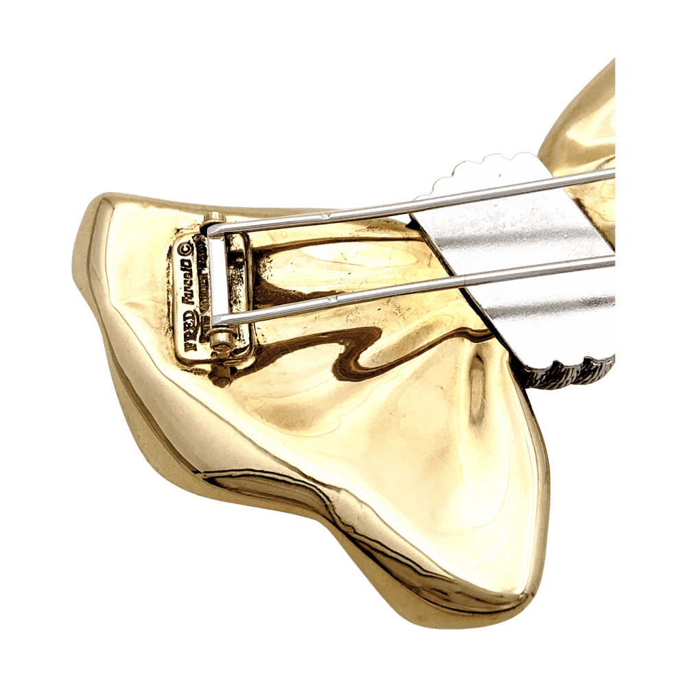 Broche Fred, "Nœud", or jaune et acier. 4