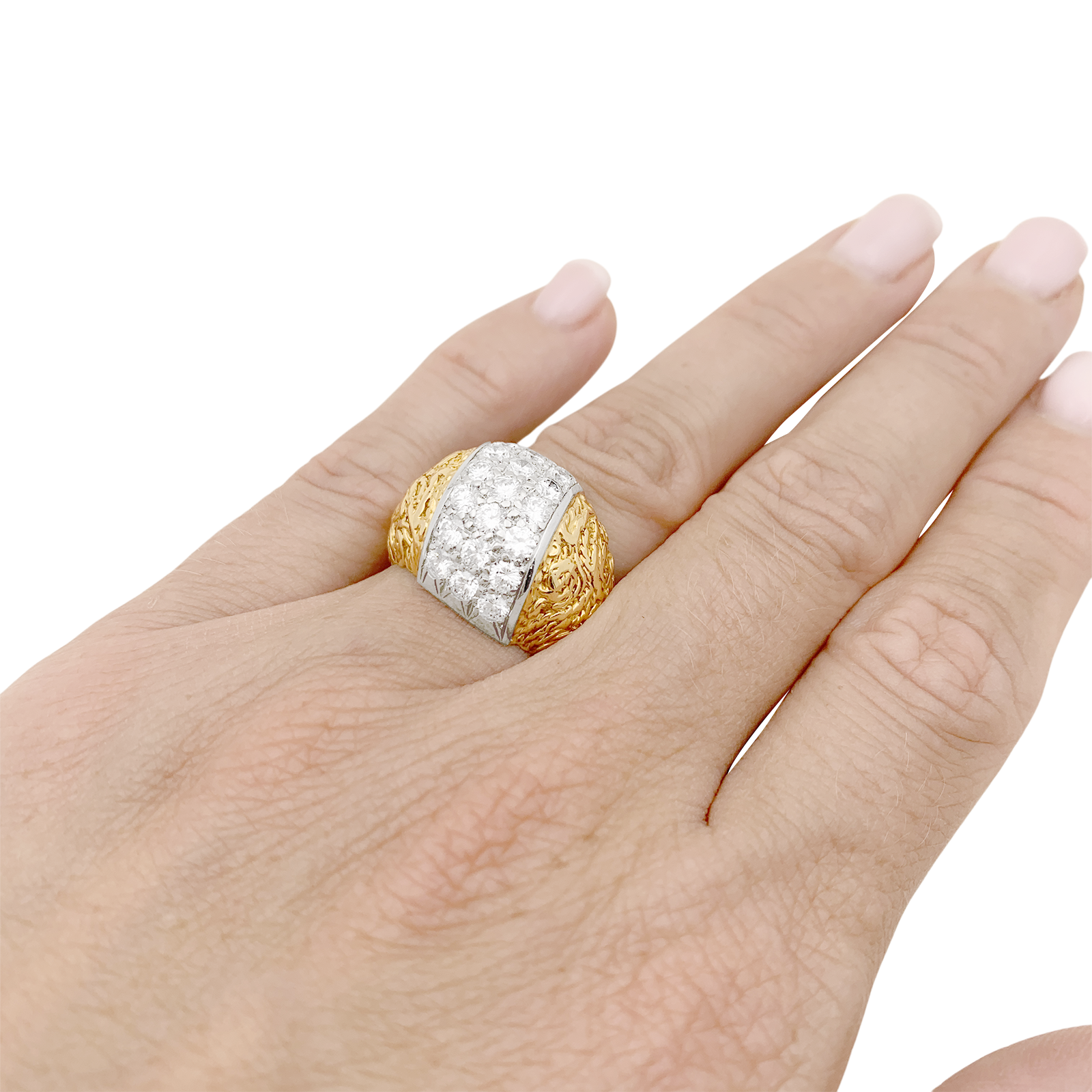 Bague deux tons d'or et diamants. 6