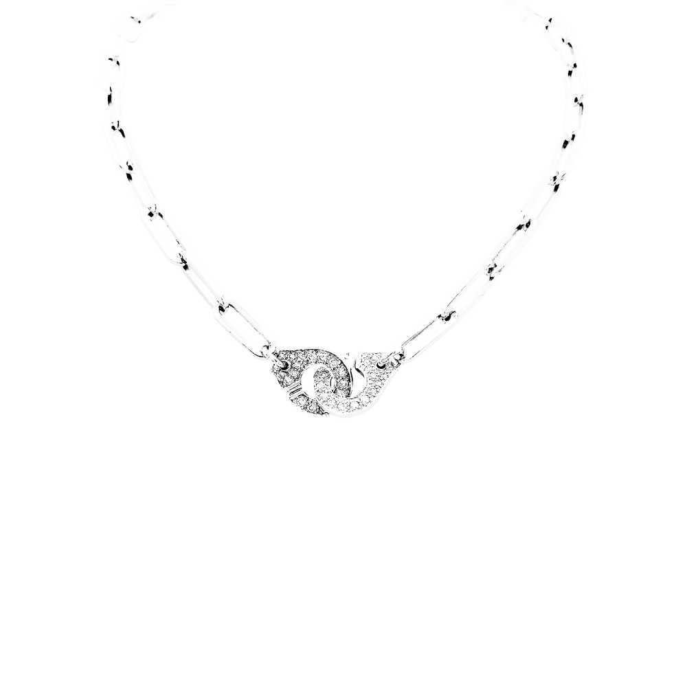 Collier Dinh Van, "Menottes", or blanc et diamants. 1