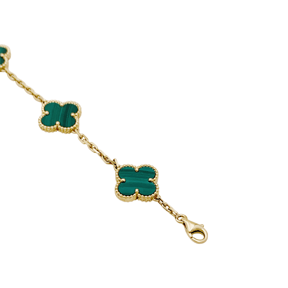 Bracelet Van Cleef & Arpels, "Vintage Alhambra", or jaune, malachite. 4