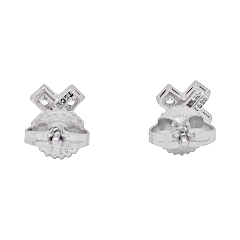 Boucles d'oreilles Tiffany & Co., "Croix", diamants, platine. 2