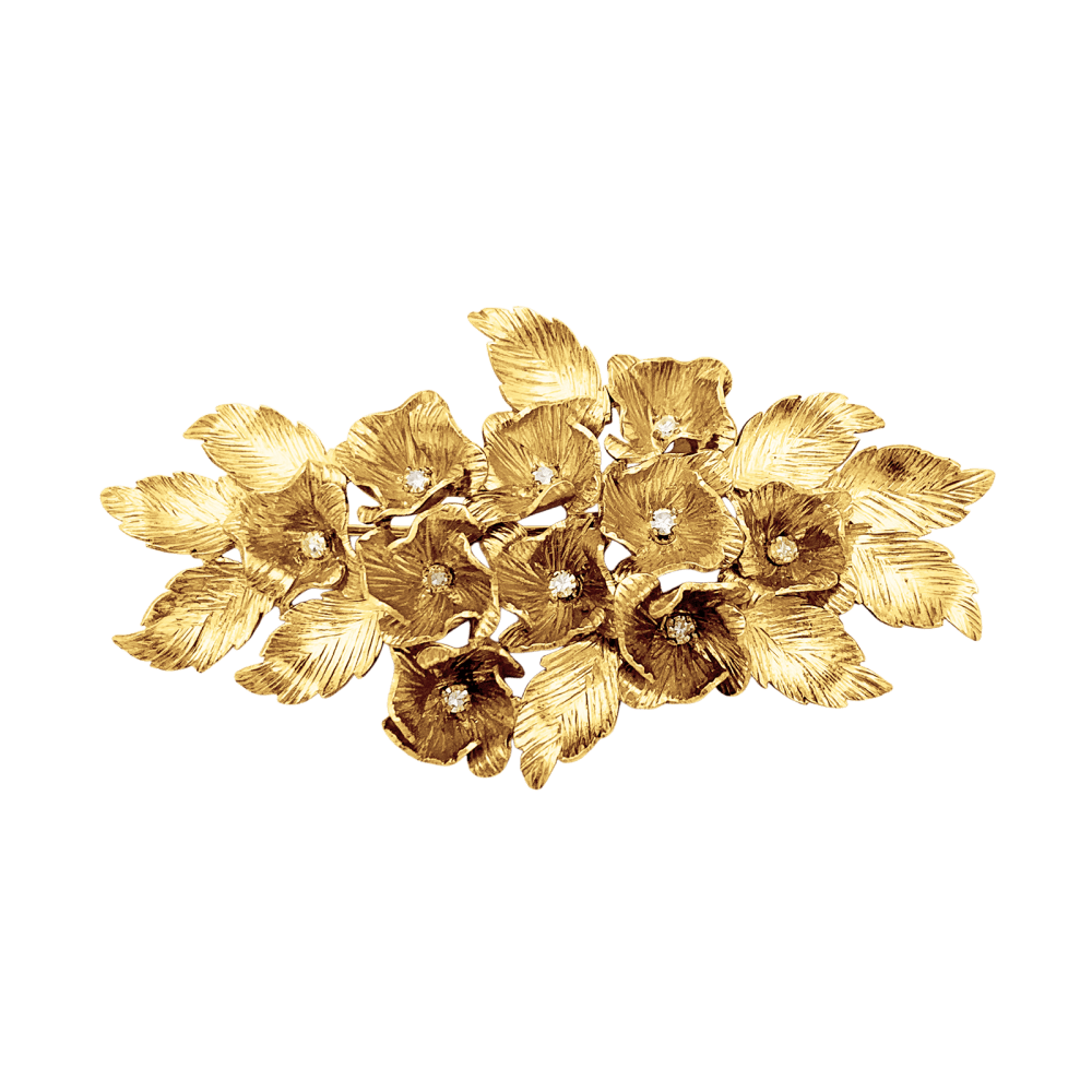 Broche "Fleurs", or jaune et diamants. 2