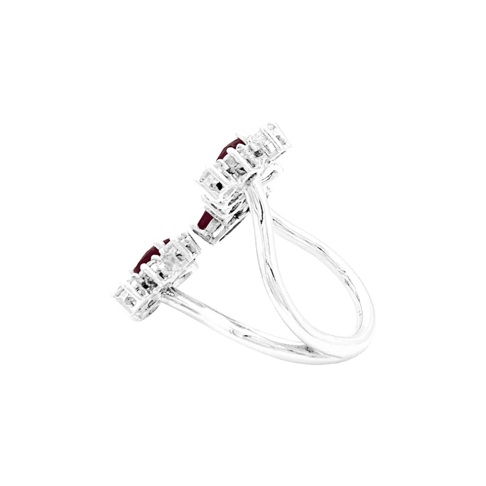 Bague ouverte, or blanc, rubis et diamants. 4