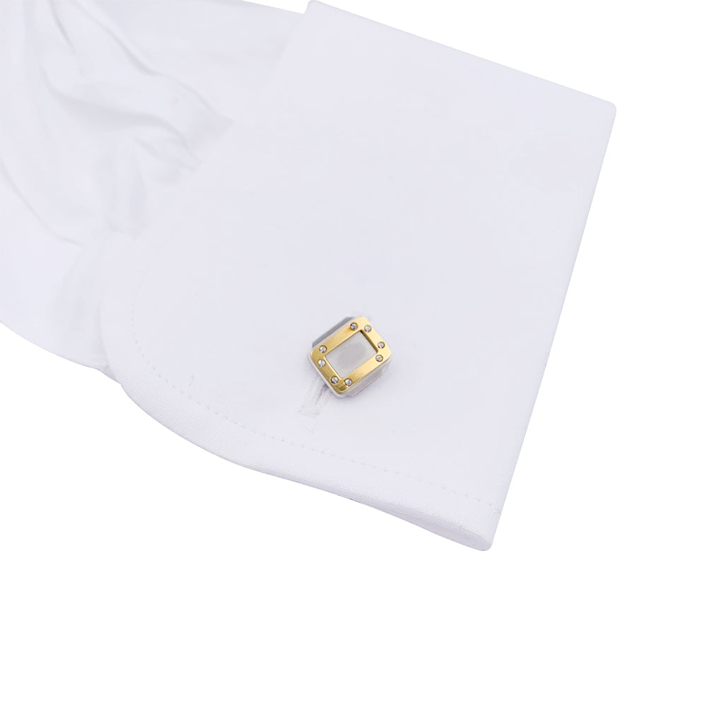 Boutons de manchette Cartier, "Santos Dumont", or et acier. 3