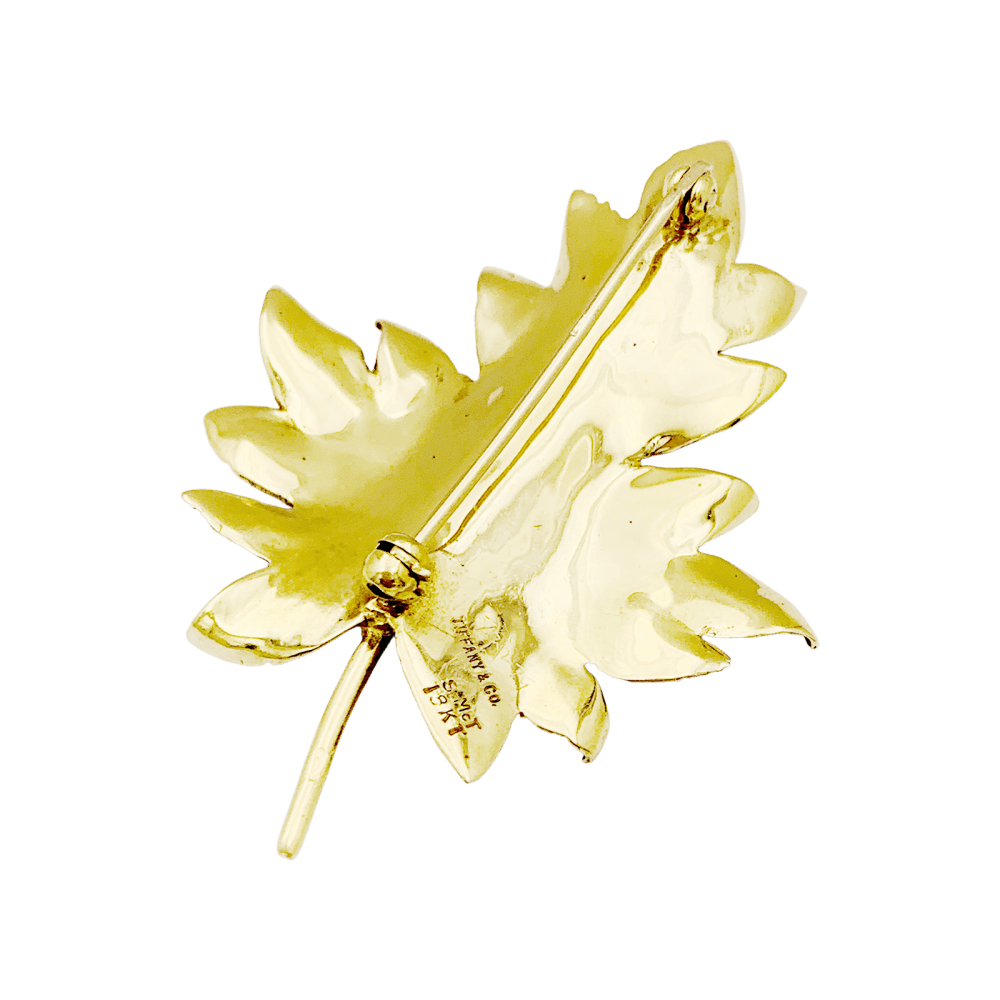 Broche vintage Tiffany & Co, "Feuille", or jaune. 4