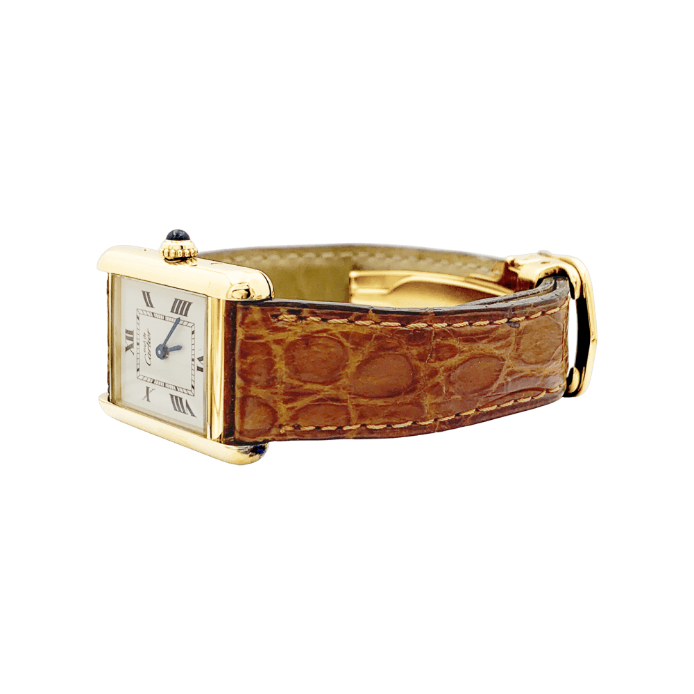 Montre Cartier, "Tank Must", vermeil, cuir. 3