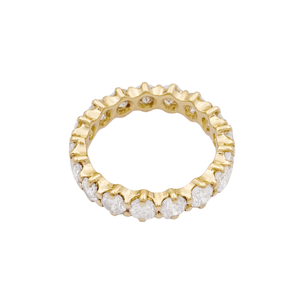 Bague alliance américaine or jaune et diamants. 4
