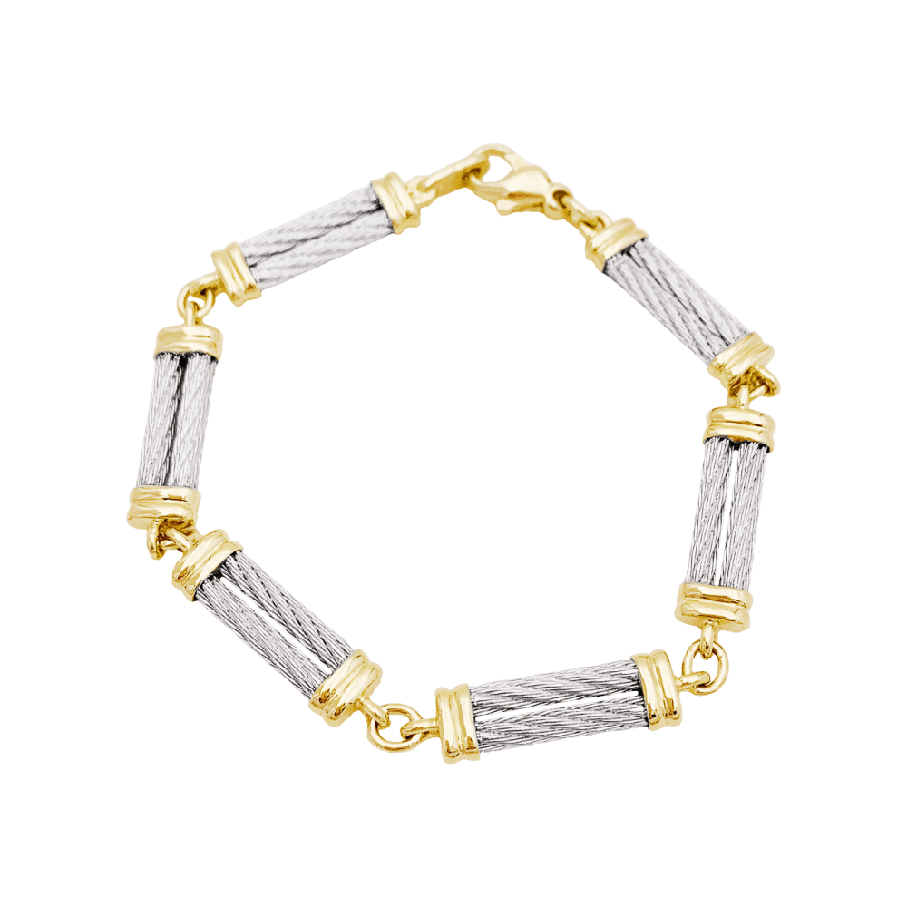 Bracelet Fred, "Force 10", en or jaune, acier. 2