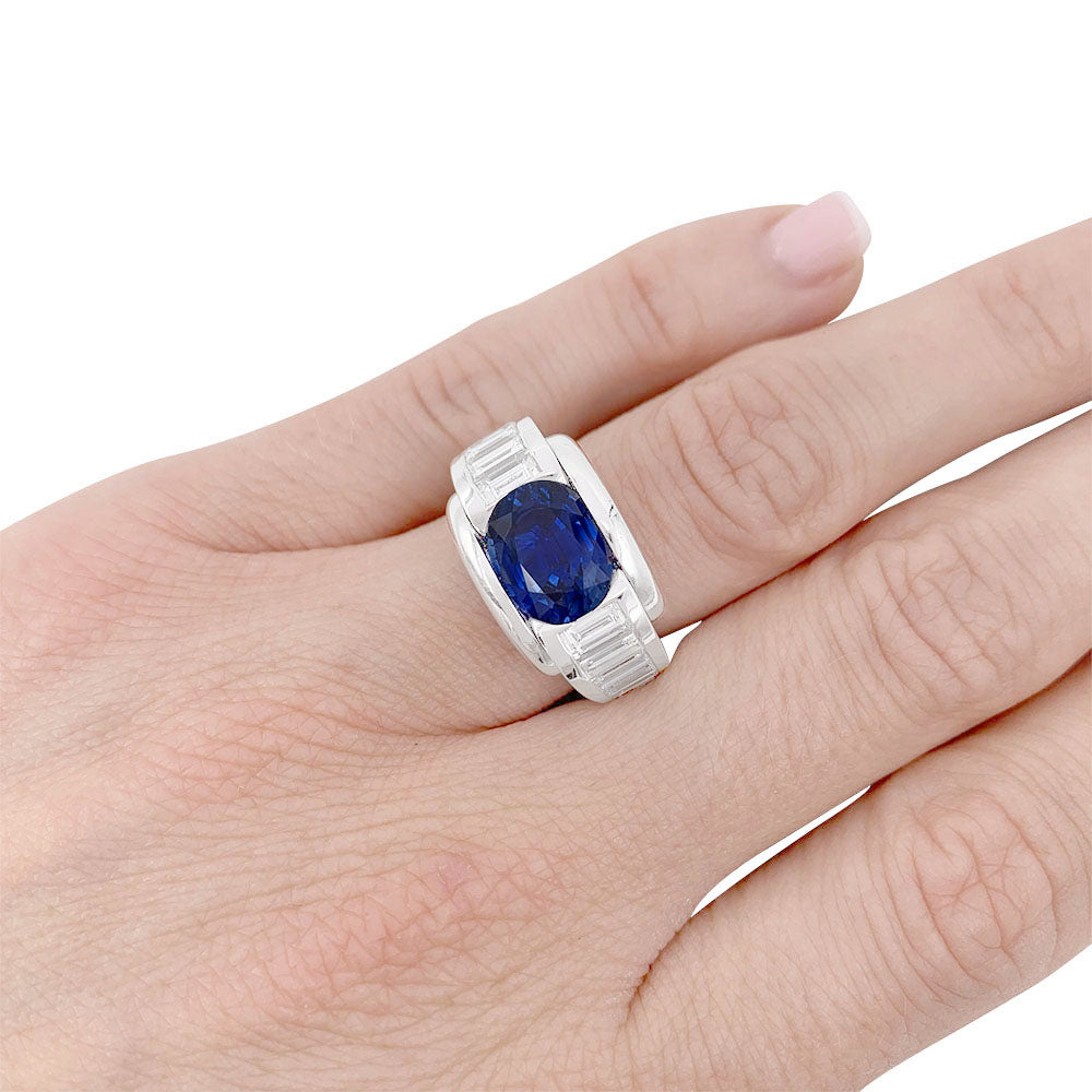 Bague Mauboussin, "Alessandra", or blanc, saphir, diamants. 7