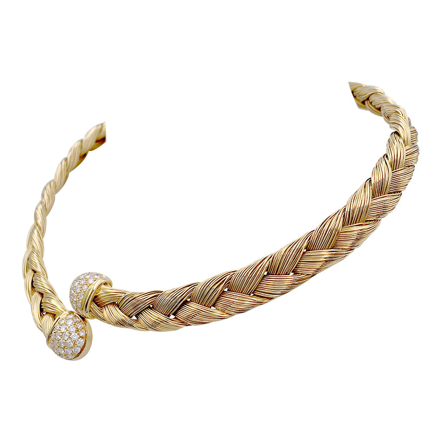 Collier vintage or jaune et diamants. 9