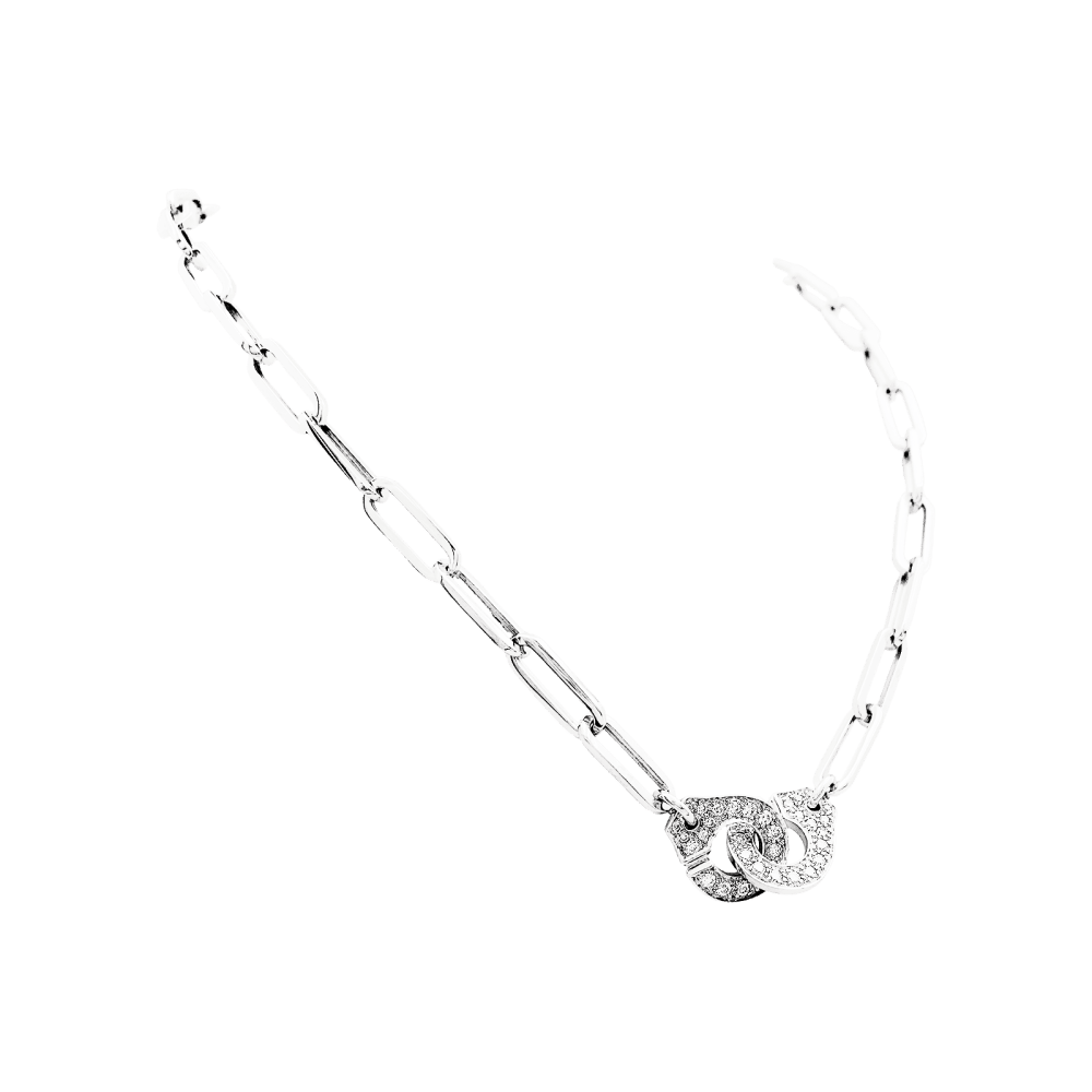 Collier Dinh Van, "Menottes", or blanc et diamants. 2