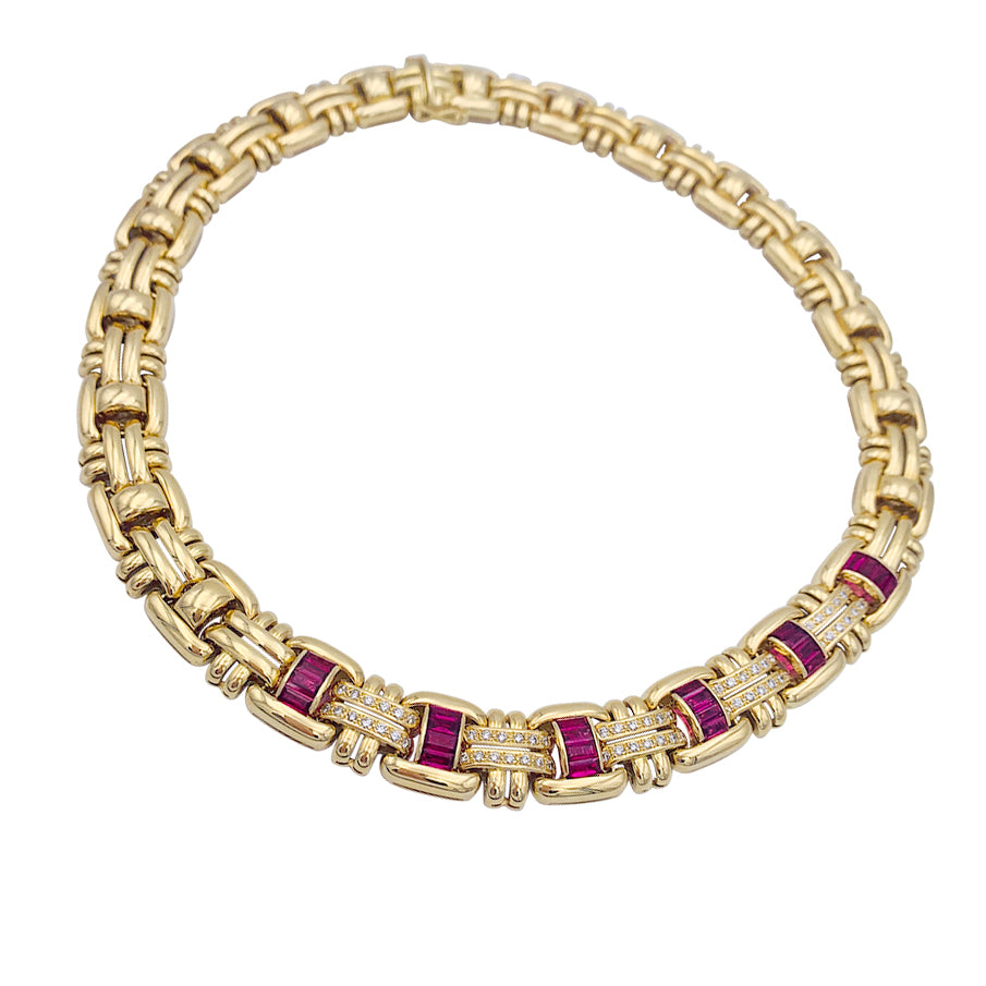 Collier Wempé en or jaune serti de rubis et de diamants. 3