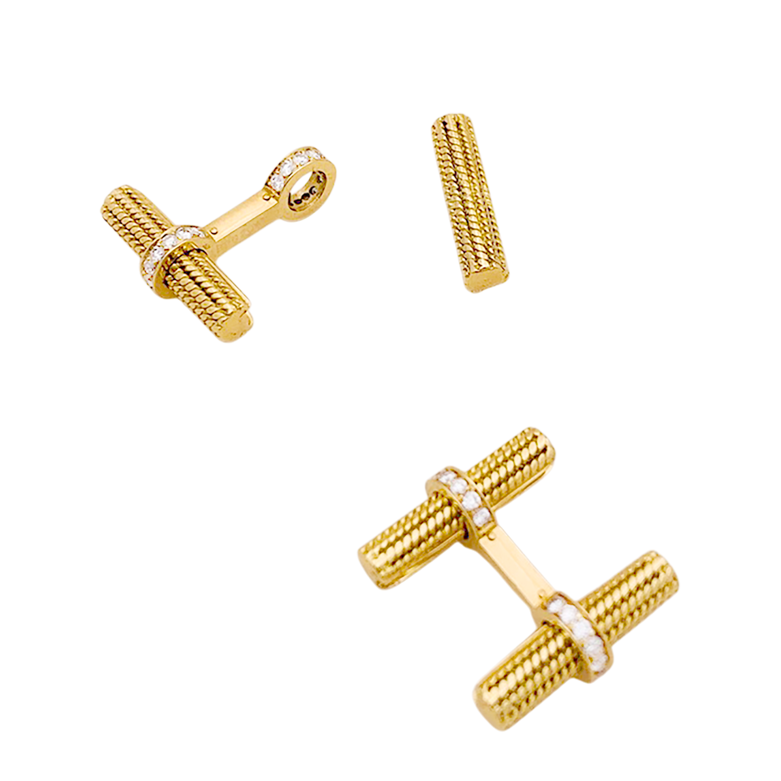Boutons de manchette VAN CLEEF ET ARPELS, or jaune et diamants. 9