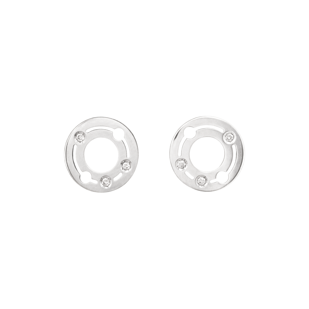 Puces d'oreilles Dinh Van, "Pulse", or blanc et diamants. 1