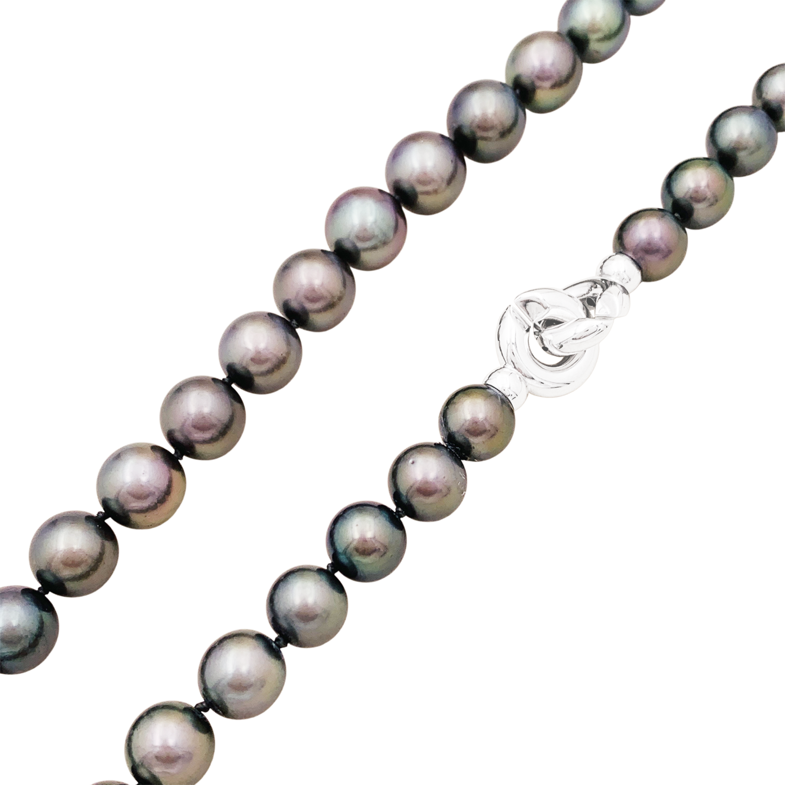 Collier 42 perles de Tahiti, fermoir en or blanc. 2