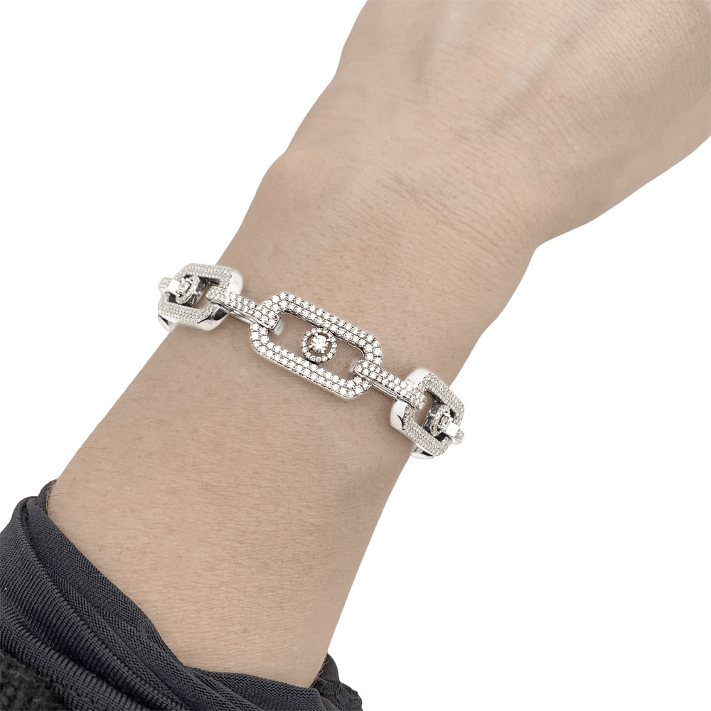 Bracelet Messika, "Pavé So Move XL", or blanc et diamants. 6